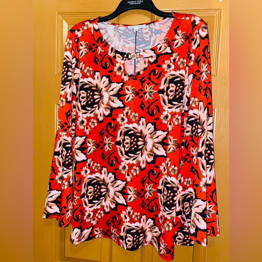 Notations Orange Floral Top